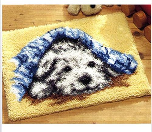 UXIYI Latch Hook Kits for Adults,Pre-Printed Canvas DIY Rug Making Kit Crochet Yarn Kits for Beginners,Crafts Carpet for Home Decoration Festival Gift,Dog,20.5''x15''