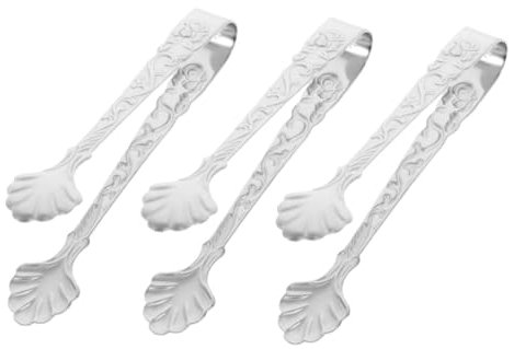 AUTSUPPL 3pcs Mini Stainless Steel Sugar Cube Clip Ice Tongs for Tea Party Cooking