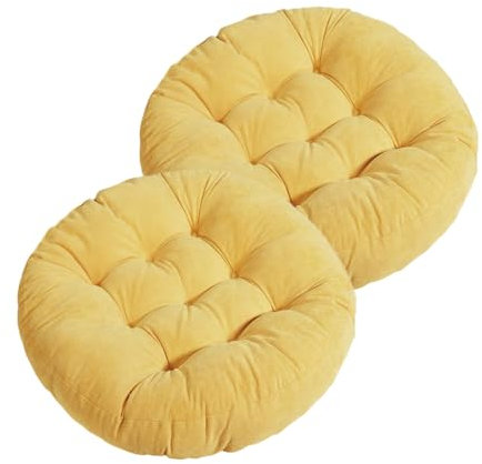 2er-Set runder Cord-Bodenkissen Sitzkissen für den Außenbereich Bodenkissen Meditationsunterlage für Acapulco-Stuhl Korbstühle Garten Balkon Yoga Wohnzimmer Sofa Büro (gelb)