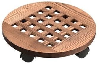 RUVOO Support Roulant Plantes, Chariot À Plantes Rond avec Roues Amovibles Et Verrouillables for Une Utilisation Intérieure Et Extérieure Soucoupe Pot Fleur(Bruin,50cm)