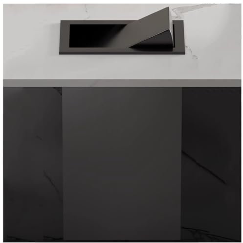 Poubelle encastrée avec couvercle, poubelle de comptoir en acier inoxydable, poubelle de recyclage intégrée, poubelle encastrée dans un meuble de cuisine, poubelle de compto,Black-Lid + trash can