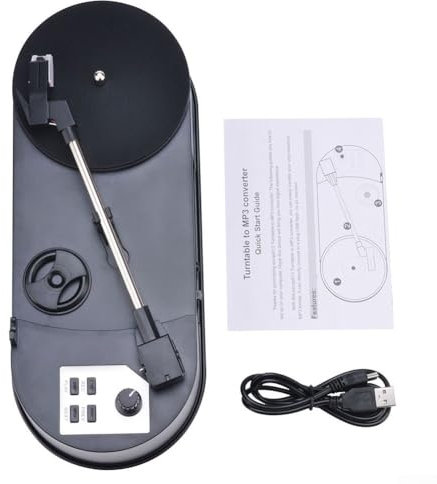 Hasaller Mini tocadiscos de vinilo, tocadiscos, convertidor de vinilo a MP3, tocadiscos inalámbricos, mini reproductor de discos portátil Vin-yl Reproductor de discos vintage, diente azul con ranura