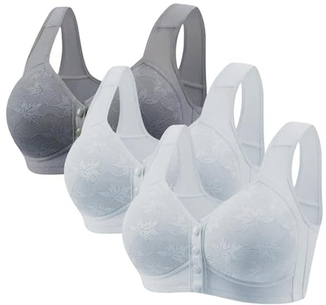 3 Pieces Women Lace Everyday Bra UK Sale Clearance, Front Fastening Bras Ladies Front Closure Sports Bra, Sleeping Bras High Support Large Bust Bralette Leisure Underwear Workout Yoga Crop Top