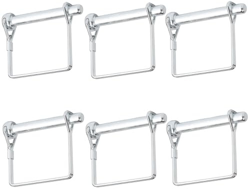 Rechteck Splinte 6 Stück 4,5x 50 MM Sicherungsstift, Kupplungsstift, Silber | Sicherungsbolzen, Rohrklappsplinte mit Rastverschluss, für Bauernhof Anhänger, Bauernhof, Garten