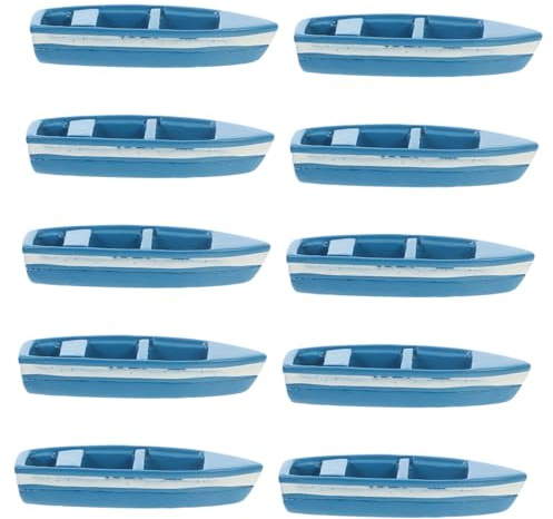 Kisangel 10pcs Resin Mini Yacht Model for Dollhouse Display Realistic Nautical Boat Decoration for Fairy Garden Coastal Micro Landscape Accessory Tiny Canoe Figurines for Sandbox Dioramas