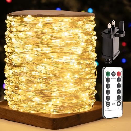 ZELUXDOT 600 LEDs String Lights Fairy 200FT Long Outdoor Waterproof Copper String Lights with Remote 8 Modes for Bedroom, Patio, Gardens, Wedding Decoration, Party, Christmas Tree