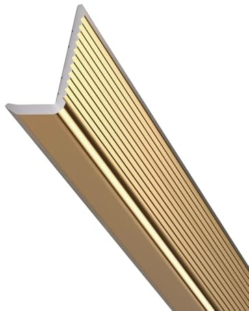 Profilé de Bordure D'escalier en Aluminium Noir 100/110 cm, Nez de Marche Doré Auto-adhésif, Protection de Bord D'angle Antidérapant for Bois Vinyle Carrelage(Gold,110cm/44in)