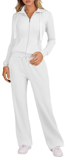 Fulidngzg Tuta Donna Sportiva Autunno Invernale 2 Pezzi Set Felpa con Zip a Cappuccio e Pantaloni Tuta Larghi Tute da Ginnastica Ragazza Elegante Completo Sportivo Curvy Casual Y2K per Palestra Casa