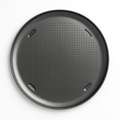 Gardenko Bandeja para pizza de acero al carbono de 40 cm - Molde redondo perforado antiadherente para un fondo de pizza crujiente como un horno de piedra