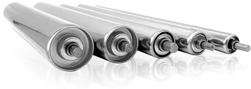 Transportörsremskiva, 5-pack träfabrik rostfritt stål rullar, 25 mm diameter, 550 mm längd, ersättningsrullar för överföringssystem