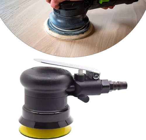 Lijadora orbital neumática de 3 pulgadas, lijadora orbital aleatoria neumática de 12000 RPM para pulir madera, metal, plástico, coche, diseño compacto con mango antideslizante, escape trasero de