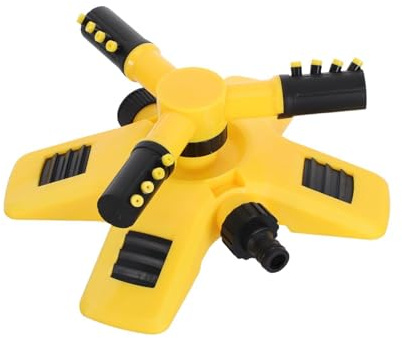 COOLHIYA Aspersor automático para césped, sistema de riego para áreas, rotación de 360 ​​grados con adaptador de manguera de 2,54 cm.