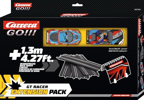 Carrera GO GT Racer Slot Car Racetrack Extension Pack 1:43 Scale Add On Accessory Includes 4.27-ft of Track, Tunnel, and 2 Cars