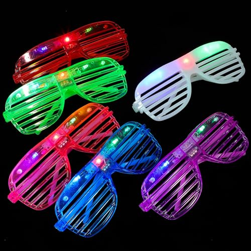 Healvian 12 Gafas de Fiesta de Neón con Luz Led, Gafas con Obturador, Rave para Niños, Adultos, Discotecas, Conciertos, Halloween, Nochevieja, Accesorios para Fiestas de Navidad.