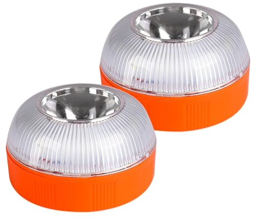 Lot de 2 lumières stroboscopiques LED d'urgence rechargeables avec base magnétique pour voitures et motos, lumières pour camions, balise lumineuse, magnétique, LED