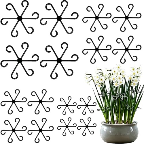 Plant Stem Support, juego de refugios estables para plantas de interior, soporte para plantas trepadoras, rosas monstera y potos, estabilizador reutilizable (20, negro)