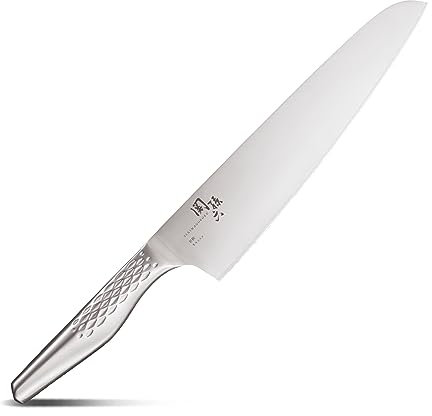 KAI Seki Magoroku Shoso Grand Couteau de Chef 24,0 cm - Acier Inoxydable 5CR15MoV 56 (±1) HRC - Convexe - Manche en Acier Inoxydable 18-8 avec Motif en Diamant - Cuisine de Chef - Fabriqué au Japon
