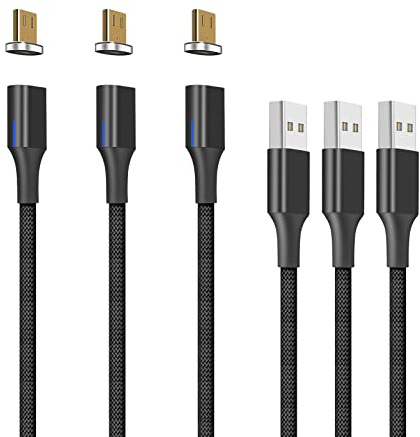 N. NETDOT Gen10 Magnetisches Ladekabel [1m/3er-Pack] Schnellladung & Datensynchronisierung Micro USB Magnetladekabel Kompatibel mit Handys, Kopfhörern und mehr