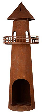 UNUS Camino da giardino faro in ruggine come braciere da giardino 131 cm