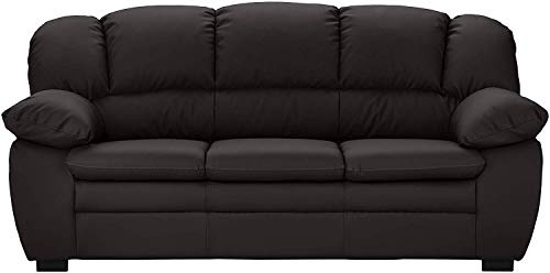 Mivano 3-Sitzer Sofa Casino, Große Ledercouch mit moderner Kontrastnaht, 191 x 88 x 92, Kunstleder Grau