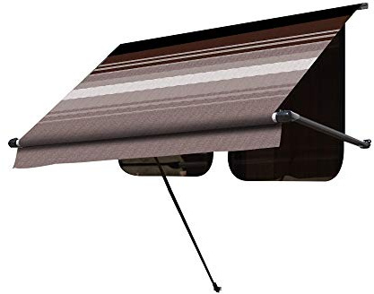 Carefree IF0458A62/ICJV01 Sierra Brown Dune Stripe 4.5' RV SL Standard Vinyl Window Awning, Black Arms-Choose Options
