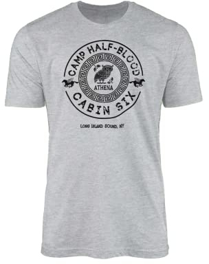 Camp Half Blood Cabin Six T-Shirt - TV Show Movie Cinematic Film Books Reading Myth Gods Olympians Poseidon Demigod Monster Mortal Gift Present Top Tee (Sports Grey Prime, 7-8 Years)