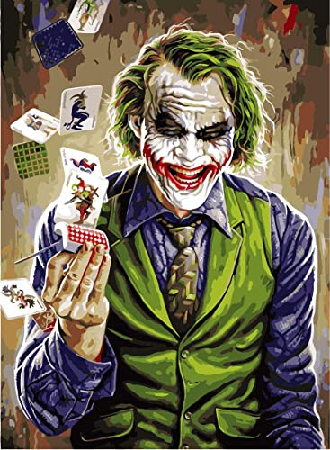 Gofission Malen nach Zahlen für Erwachsene Kinder Clown Joker DIY Ölgemälde 40x50 cm Paint by Numbers (Rahmenlos)