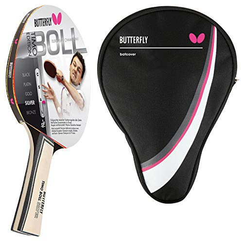 Butterfly® Timo Boll Silver 85015 Tischtennisschläger | Tischtennis Racket TT Bat Hobbyschläger für ambitionierte Freizeitspieler | hochwertig | ITTF zertifizierter Addoy Belag | anatomische Griffform