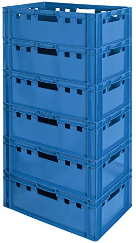 6x Boucher Caisse Viande Caisse Eurofleischkiste Caisse Empilement Plastique Bleu Kingpower