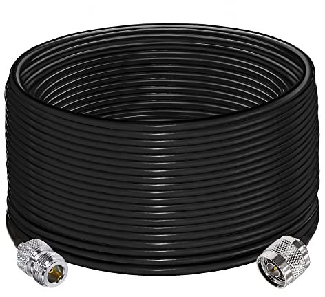 TUOLNK N-Typ-Kabel RG58 65.6ft (20M) N-Stecker auf N-Buchse Verlängerungskabel Verlustarm N-Kabel-Stecker auf Buchse Schwarzes Überbrückungskabel für WLAN-Router 3G 4G LTE-Antenne