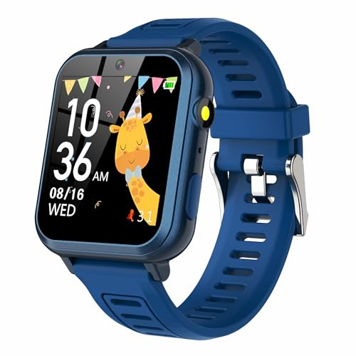 AIWIEP Smart Watch for Kids Age 3-12, Kids Smart Watch Boys with 24 Games HD Touch Screen Pedometer Camera Music Player Alarm Clock Flashlight 12/24 hr Toys for 6 7 8 9 10 Year Old Boy Birthday Gift