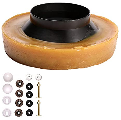 Toilet Wax Ring & Brass Bolts Set, Toilet Bowl Wax Gasket Seal Accessories for Floor Outlet Toilets, Drain Toilet Wax Rings Toilet Installation Fitting Accessory (Yellow)