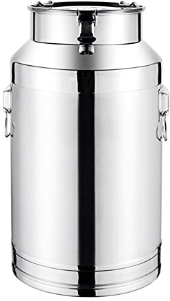 20 Opciones De Capacidades La Leche Puede Cubeta De Hielo 201 Acero Inoxidable Barril De Transporte De Leche Cubo De Vino Olla De Lechería Bote De Té Con Tapa Sellada Tarea Pesada Para Home Farm,100L