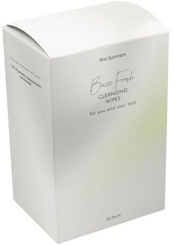 Ann Summers Buzz Fresh Cleaning 30 Individually Wrapped Intimate Wipes | Individually Wrapped Flushable and Biodegradable Wipes. Skin-friendly for Intimate Hygiene and Toy Cleaning. Vegan-Friendly.