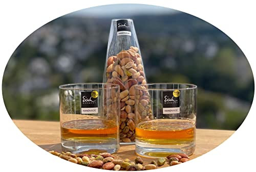 Topkapi elite 3-tlg Whisky Gläser Set McKirk Gold I 2 Stück XL Whisky Tumbler mit 24 Karat Echtgold + Nussspender XL I Handgefertigt I Bleifreies Kristallglas I Made in Germany