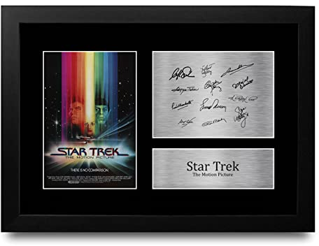 HWC Trading FR A4 Star Trek The Motion Picture Cast William Shatner, Leonard Nimoy Geschenke Geducktes Signiertes Autogramm Foto für Fans von Film Memorabilien - A4 Gerahmt
