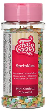 FunCakes Sprinkles Zuckerstreusel, Mini Confetti Colourful, 60 g | Guter Geschmack, Perfekt zum Dekorieren von Eis, Kuchen, Cupcakes, Cake Pops, Donuts und Kekse, Sprinkle Streusel Mix