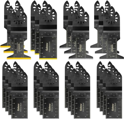 28Pcs Lames de Scie Oscillantes, 6 lames de scie oscillante en titane, Coffret des Accessoires d'Outil Multifonction Oscillant, Lame de Scie Universelle pour Dremel, Bosch,Dewalt, etc