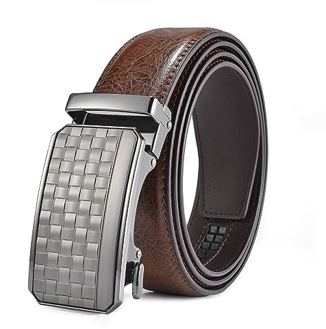 FEFLO Gürtel Herren Ledergürtel Schwarz Ratsche Automatikschließe Verstellbar Männer Leder Gürtel, 35mm Breit, für Anzug Jeans Hose für Freizeit und Business