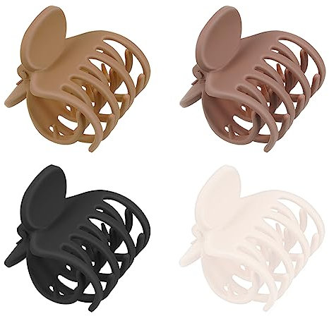 Auidy_6TXD 4 Stück Mittelgroße Klauen-Haarspangen, Haarspangen Damen für Frauen und Mädchen Dünnes Haar, Matte, Kleine Haarklammern, Zweireihige Kieferspangen für Dünnes Haar Dickes Haar