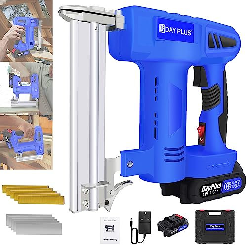 Nail Gun & Staple Gun 2 In1 Cordless Electric Brad Nailer, Portable Stapler Nailer, Include 500 Nails & 500 Staples,with 1500mAH Lithium Battery & Fast Charger Staple Gun for Upholstery Carpentry