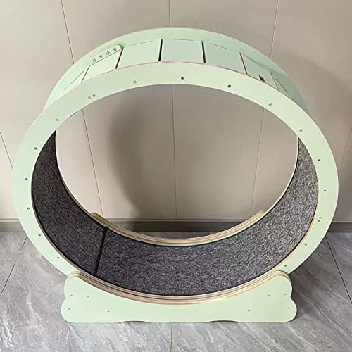 Katzenlaufrad Katzenlaufrad Übungslaufband Grün, kleines mittelgroßes großes Katzenlaufrad für Katzen im Innenbereich, mit Teppichlaufbahnbremse, einfach zu montieren (Größe: L-Innendurchmes
