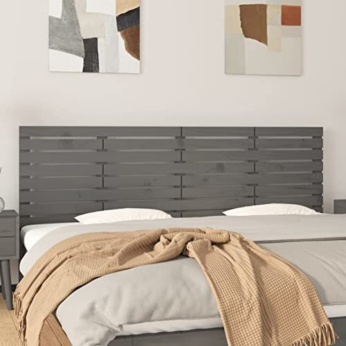 Homgoday Wand-Kopfteil, grau, 206 x 3 x 63 cm, aus massivem Kiefernholz, Kopfteil, Kopfteil für Doppelbett, Rückenlehne für Bett und Sofa