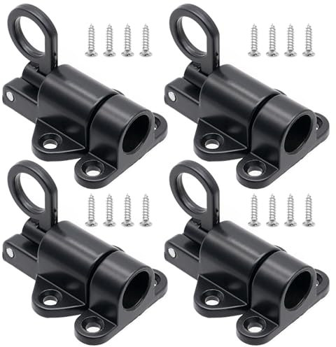 4 Pz Chiavistello a Molla, Chiavistello Automatico per Porta in Lega di Alluminio, con 16 Viti, per Finestre, Porte in Legno,Porte da Cortile,Ante Armadietti(Nero)