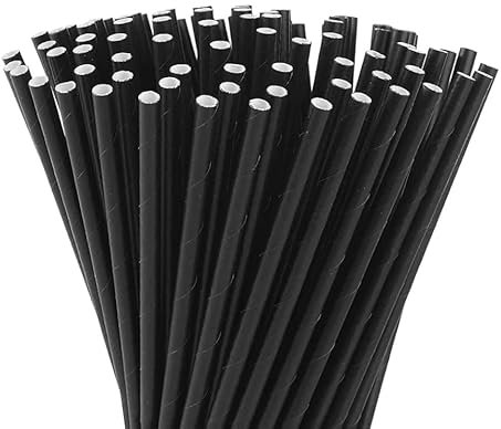 GreenFyA Pajitas de Papel Kraft Biodegradables, 20cm. Desechables, ecológicas y compostables. Comprometida con el medio ambiente (NEGRAS, 400)