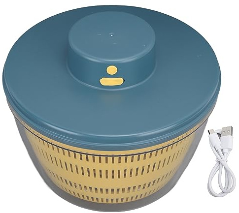 Fruit and Vegetable Washing Machine, 4L Electric Salad Spinner with Bowl & Colander, Rechargeable Multi Use Lettuce Spinner Vegetable Dryer Fruit Cleaner Device for Kitchen (Blue)
