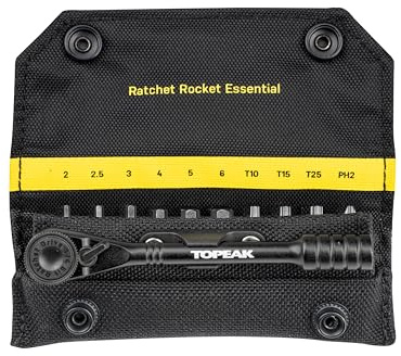 Topeak Ratchet Rocket Essential Ratschenset Werkzeug mittlere Set aus Aluminium und Nylon in der Farbe Schwarz, Gewicht: 107 g Maße: 10,7x4x2,2 cm, 15410076