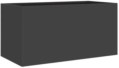 vidaXL Svart planterare - Kallvalsat stål rektangulär växtlåda för trädgårdar/uteplatser 62 x 30 x 29 cm - utomhus / inomhus dekorativ trädgårdsbehållare
