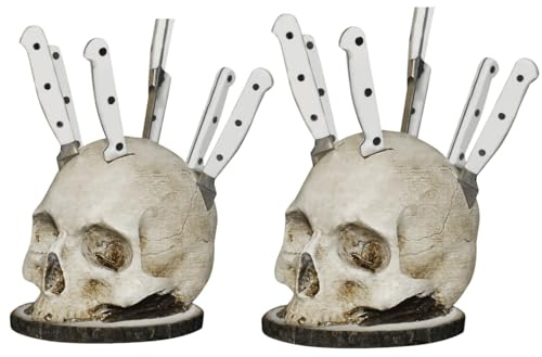 Totenkopf Messerhalter, Horror Messerblock Schädel, Horror Totenkopf-Messerhalter Für Die Küche, Kreativer Harz Skelettkopf Messerständer, Skelett-Messerständer Für Küchenhelfer & Heimdekoration