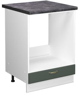 Vicco Herdumbauschrank Fame-Line, Grün-Gold Landhaus/Weiß, 60 cm, AP Anthrazit